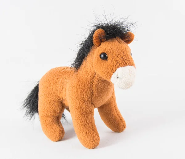 Pluche Paard Een Witte Achtergrond Speelgoed Voor Kinderen — Stockfoto