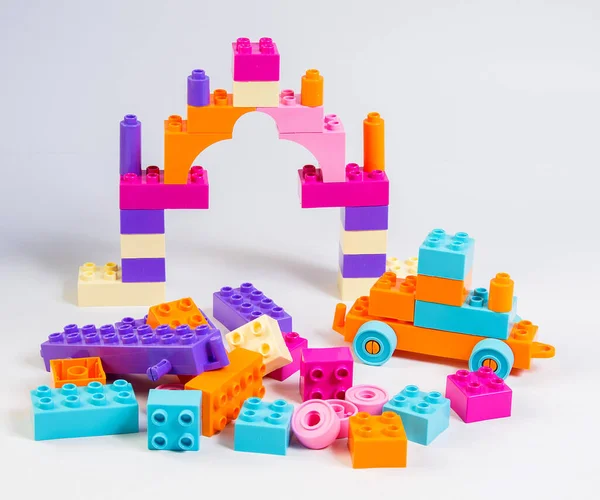 Kit Construção Plástico Multicolorido Para Crianças — Fotografia de Stock