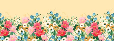 Floral seamless border. Vector design for paper, cover, fabric, interior decor and other use
