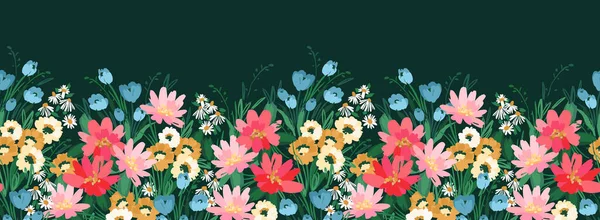 Floral Seamless Border Vector Design Paper Cover Fabric Interior Decor — 图库矢量图片