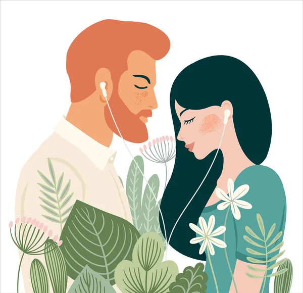 Romantic Isolated Illustration Man Woman Love Love Story Relationship Vector — Image vectorielle