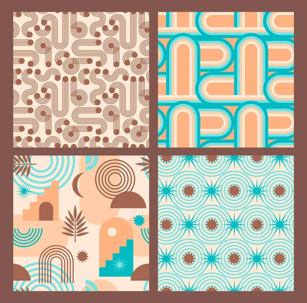 Abstract Geometric Collection Seamless Patterns Contemporary Style Modern Design Paper — Stock Vector