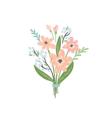 Isolated llustration bouquet of flowers. Vector design concept for Valentines Day and other use.