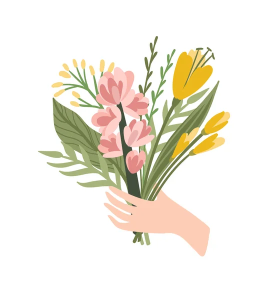 Isolated Llustration Bouquet Flowers Hand Vector Design Concept Valentines Day — Image vectorielle