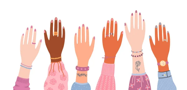 用女性的手进行隔离的清洁 国际妇女节的病媒设计概念及其他用途 — 图库矢量图片