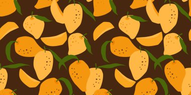 Vector seamless pattern with mango. Trendy hand drawn textures. Modern abstract design for paper, cover, fabric, interior decor and other users.