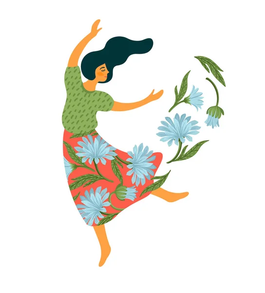 Vector Isolated Illustration Cute Dancing Woman Happy Women Day Concept — Stockvector