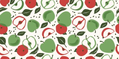 Vector seamless pattern with apples. Trendy hand drawn textures. Modern abstract design for paper, cover, fabric, interior decor and other use