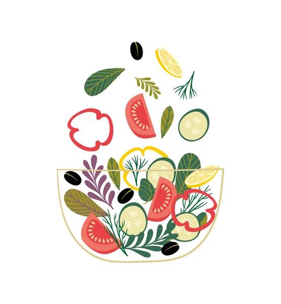 Векторная Иллюстрация Овощного Салата Здоровое Питание Изолированный Элемент Дизайна — стоковый вектор