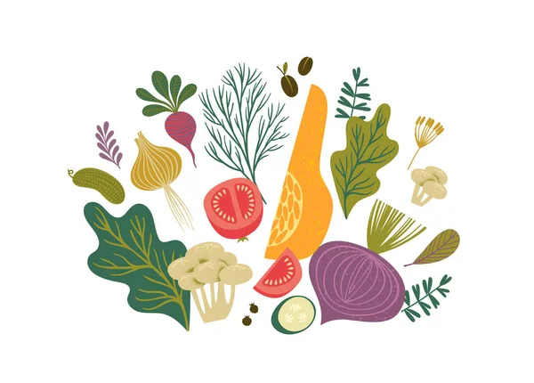 果物や野菜のベクトルイラスト 健康食品 分離要素設計 — ストックベクタ