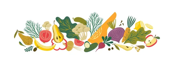 Vector Illustratie Van Groenten Fruit Gezond Eten Ontwerp Van Geïsoleerde — Stockvector