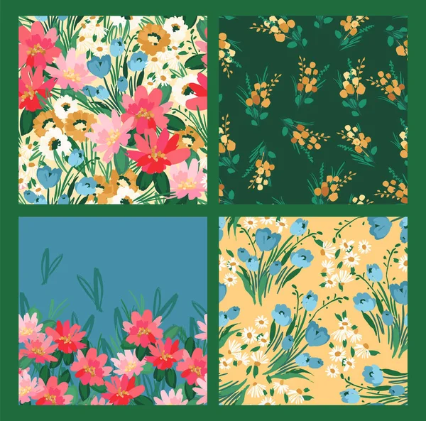 Floral seamless patterns and border. Vector design for paper, cover, fabric, interior decor and other use