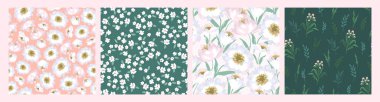 Set of lforal seamless patterns. Vector design for paper, cover, fabric, interior decor and other use