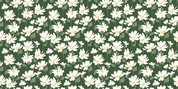 Patrón Floral Sin Costura Abstracto Con Manzanilla Texturas Dibujadas Mano — Vector de stock