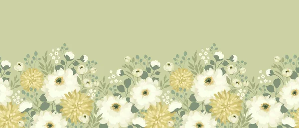 Floral Seamless Border Vector Design Paper Cover Fabric Interior Decor —  Vetores de Stock