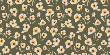 Çiçeksel, soyut, pürüzsüz desen. Retro çiçekler. Eski usul. Kağıt, kapak, kumaş, iç dekorasyon ve diğer kullanım için vektör tasarımı
