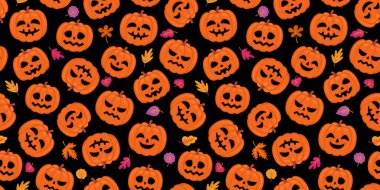 Cadılar Bayramı geçmişi. Balkabaklarıyla kusursuz desen. Vektör tasarımı