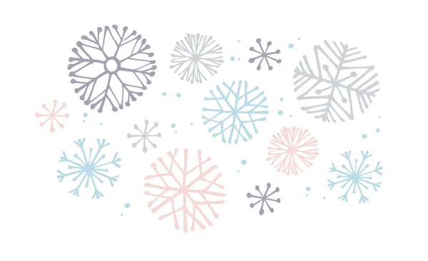 Fiocchi Neve Vettoriali Illustrazione Disegnata Mano Elementi Isolati Vettoriali Design — Vettoriale Stock