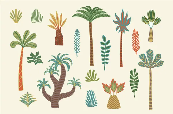Çizilmiş Vektör Palmiye Ağaçları Modern Soyut Izole Çizimler Vektör Tasarım Telifsiz Stok Illüstrasyonlar