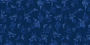 Mavi çiçekli, pürüzsüz desen. Kağıt, kapak, kumaş, iç dekorasyon ve diğer kullanımlar için vektör tasarımı