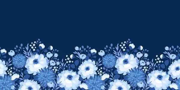Blauw Bloemen Naadloos Patroon Vectorontwerp Voor Papier Omslag Stof Interieur Stockillustratie