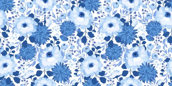 Patrón Sin Costura Floral Azul Diseño Vectorial Para Papel Cubierta Ilustración De Stock
