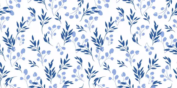 Blauw Bloemen Naadloos Patroon Vectorontwerp Voor Papier Omslag Stof Interieur Stockvector