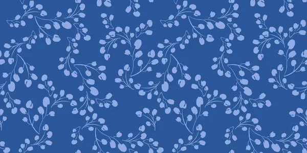 Синій Квітковий Безшовний Візерунок Векторний Дизайн Паперу Обкладинки Тканини Інтер Стоковий вектор