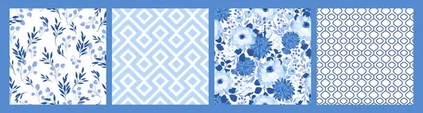 Patrones Florales Azules Sin Costura Diseño Vectorial Para Papel Cubierta Vector De Stock