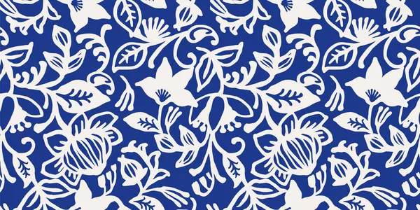 Patrones Étnicos Azules Sin Costura Con Motivos Vegetales Diseño Abstracto Ilustraciones De Stock Sin Royalties Gratis