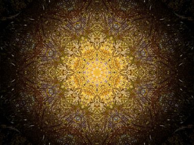 Güneşli bir günde polinom matematiğiyle altın ağaç yaprağının bir sonbahar sahnesinin yorumlanması.