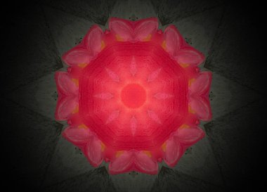 Mandala bir dua mumunun görüntüsünden üretilmiştir.