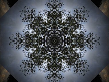 Geometrik şekillere dayanan ilginç fikirleri ifade eden dekoratif bir arkaplan oluşturmak için mandala tasarımı