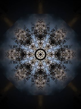 Geometrik şekillere dayanan ilginç fikirleri ifade eden dekoratif bir arkaplan oluşturmak için mandala tasarımı