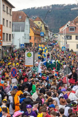 Neckargemuend, Germany - Feb. 18, 2023: traditional carnival parade in neckargemuend in the Palatine region of Baden-Wuerttemberg, Germany
