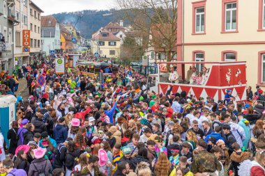 Neckargemuend, Germany - Feb. 18, 2023: traditional carnival parade in neckargemuend in the Palatine region of Baden-Wuerttemberg, Germany