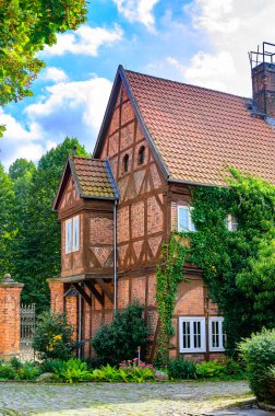 View of the facade of a historic building in Salzwedel, Germany.