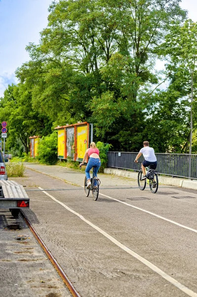 Берлин Германия Июля 2023 Года Уличная Сцена Велосипедистами Берлине Велосипедная — стоковое фото