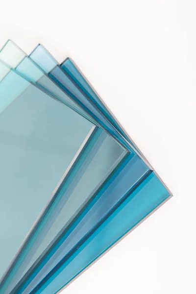 stock image Sheets of Factory manufacturing tempered clear float glass panels cut to size