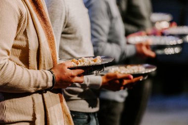 Communion with bread and wine during the service in the assembly