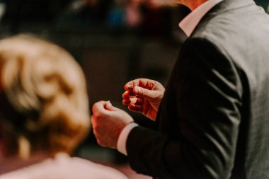 Communion with bread and wine during the service in the assembly