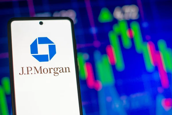 Galati Roemenië Maart 2023 Smartphone Met Morgan Bank Logo Morgan — Stockfoto