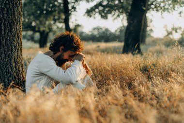 Jesus Christ Alone in the Garden, Meditating and Praying