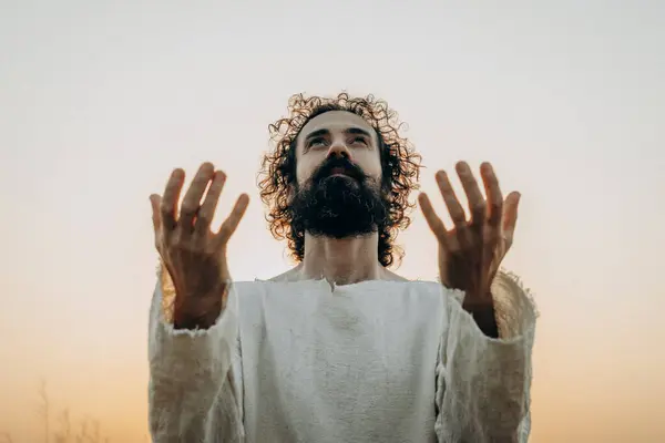 Jesus Christ Garden Meditating Praying lizenzfreie Stockfotos
