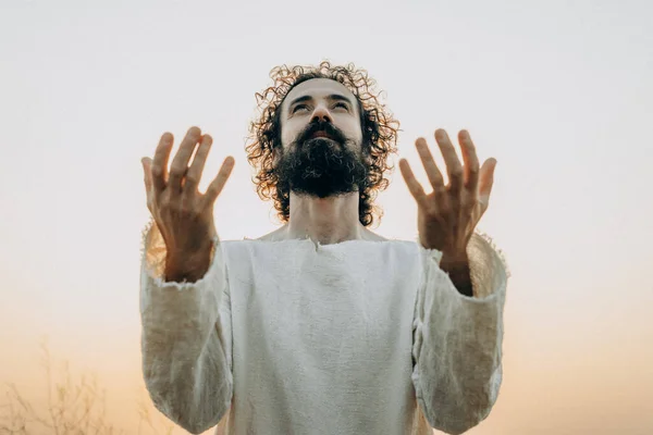 Jesus Christ Garden Meditating Praying lizenzfreie Stockfotos