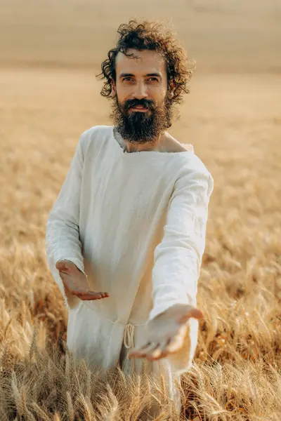 stock image Image illustrating Jesus Christ who invite you to hold his hands