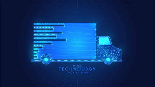 Ciężarówki Dostawcze Szybka Dostawa Logistyka Lub Międzynarodowa Koncepcja Żeglugi Cyfrowy — Wektor stockowy