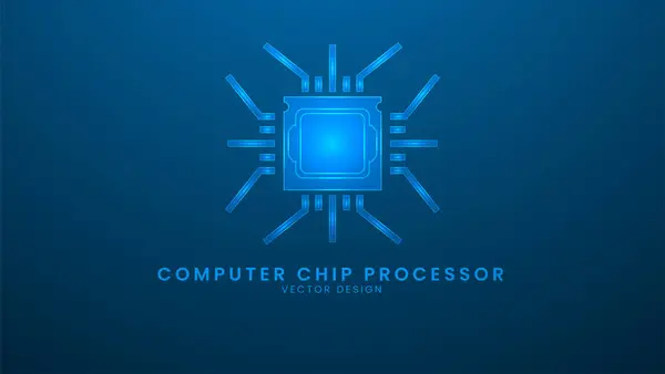 Computer Chip Prozessor Oder Mikrochip Künstliche Intelligenz Und Maschinelles Technologiekonzept — Stockvektor