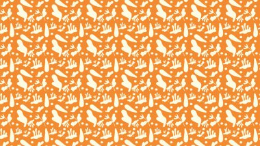 Soyut bitki yaprağı, dikişsiz desenli karalama. Minimalist Pastel Boho geçmişi. Sunum için takım elbise, arka planlar, duvar kağıtları, tekstil ve tasarımlarınız için moda. Vektör illüstrasyonu.