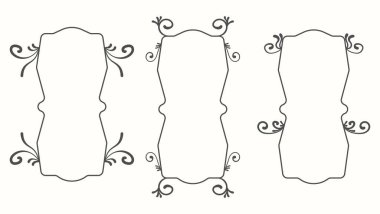 Klasik kaligrafik çerçeve elementleri. dekoratif vintage dikdörtgen süsler ve süslü kenar